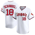 LA.Angels #18 Nolan Schanuel Player White T-shirt Home Limited Gdoa Stitched Jerseys
