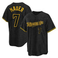 M.Twins #7 Joe Mauer Player Black Snake Skin City Home Game Gdoa Stitched Jerseys