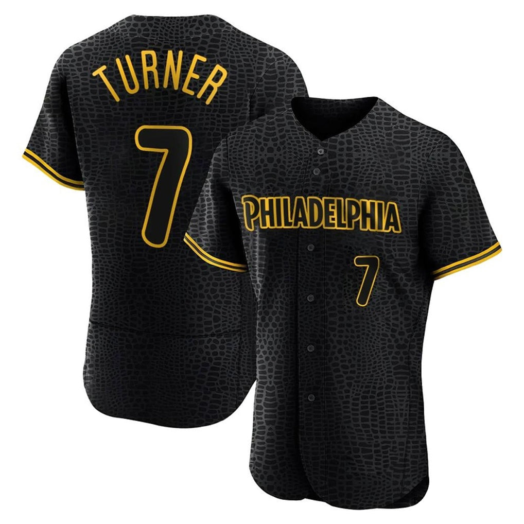 P.Phillies #7 Trea Turner Player Black Snake Skin City Home Limited Elite Stitched Jerseys