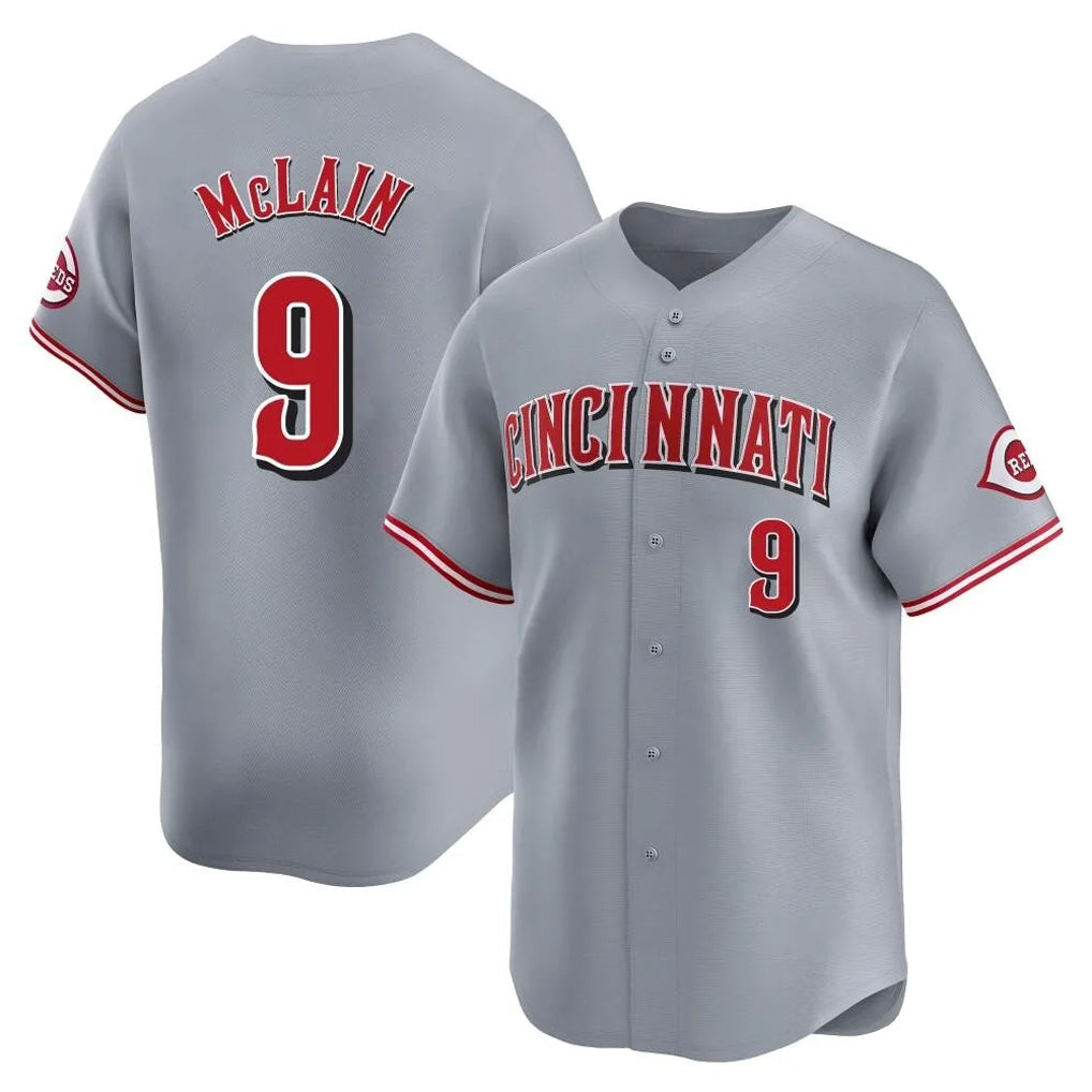 C.Reds #9 Matt McLain Player Gray Home Limited Gdoa Stitched Jerseys