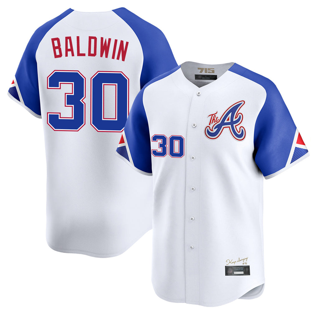 A.Braves #30 Drake Baldwin Player White City Connect Limited Home Game Gdoa Stitched Jerseys