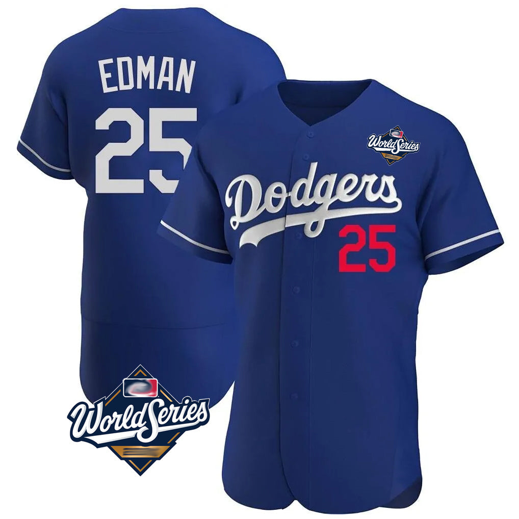 LA.Dodgers #25 Tommy Edman Player Royal World Series Limited Elite Home Gdoa Stitched Jerseys