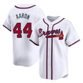 A.Braves #44 Hank Aaron Player White Limited Home Game Gdoa Stitched Jerseys