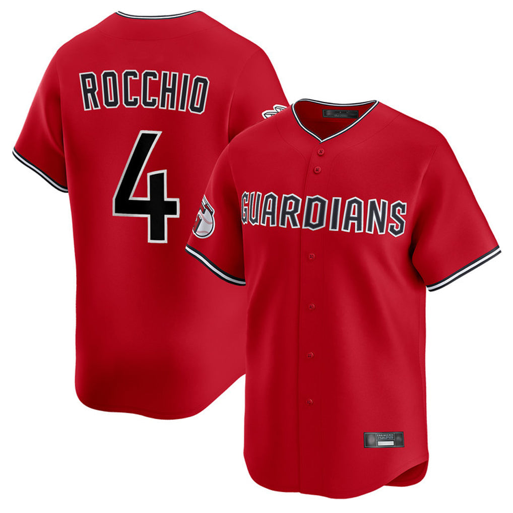 C.Guardians #4 Brayan Rocchio Player Red Limited Home Gdoa Stitched Jerseys