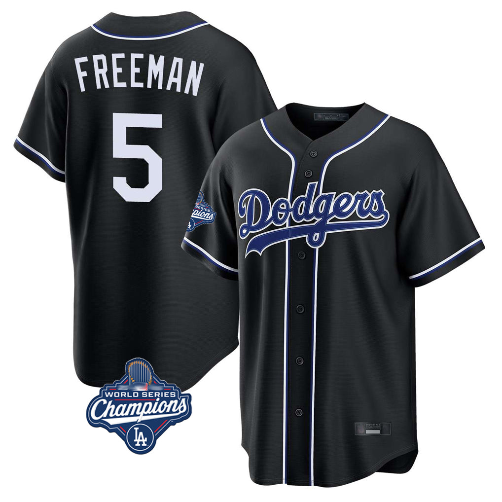 LA.Dodgers #5 Freddie Freeman Player Black World Series Meet Carbon Limited Home Gdoa Stitched Jerseys