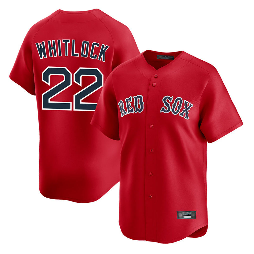 B.Red Sox #22 Garrett Whitlock Player Red Limited Home Game Gdoa Stitched Jerseys