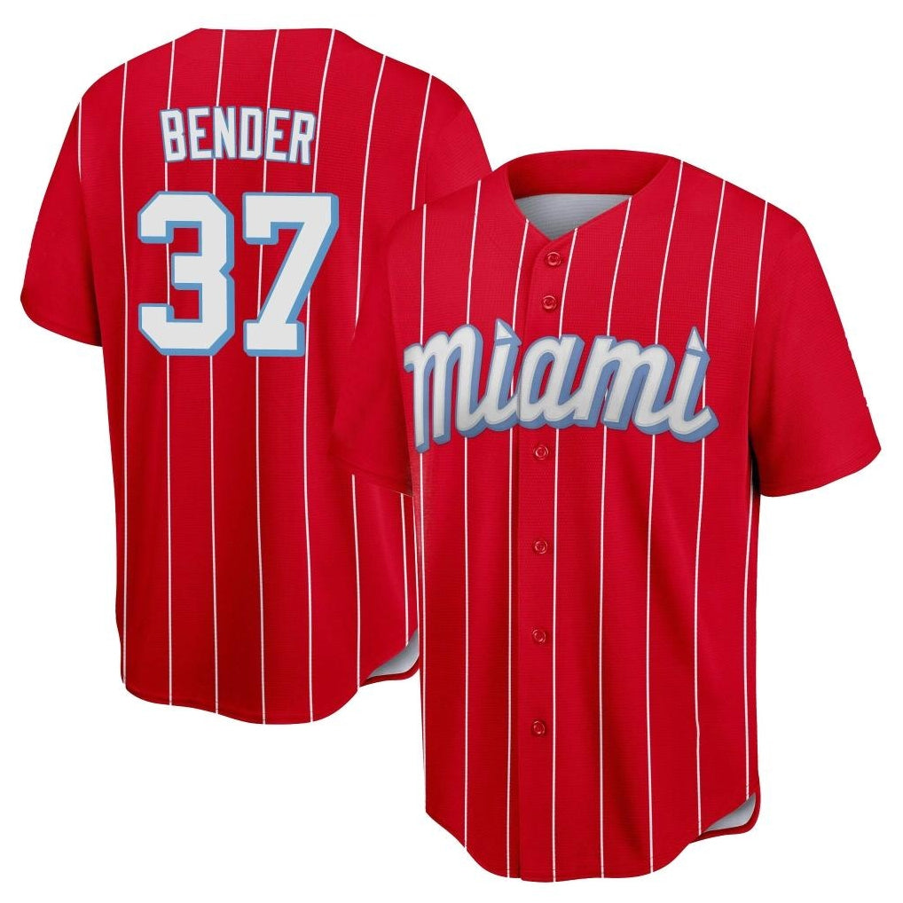 M.Marlins #37 Anthony Bender Player Red City Connect Home Game Gdoa Stitched Jerseys
