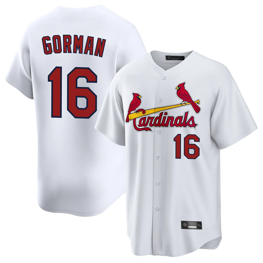 St. Louis Cardinals #16 Nolan Gorman Player White Home Game Stitched Jerseys