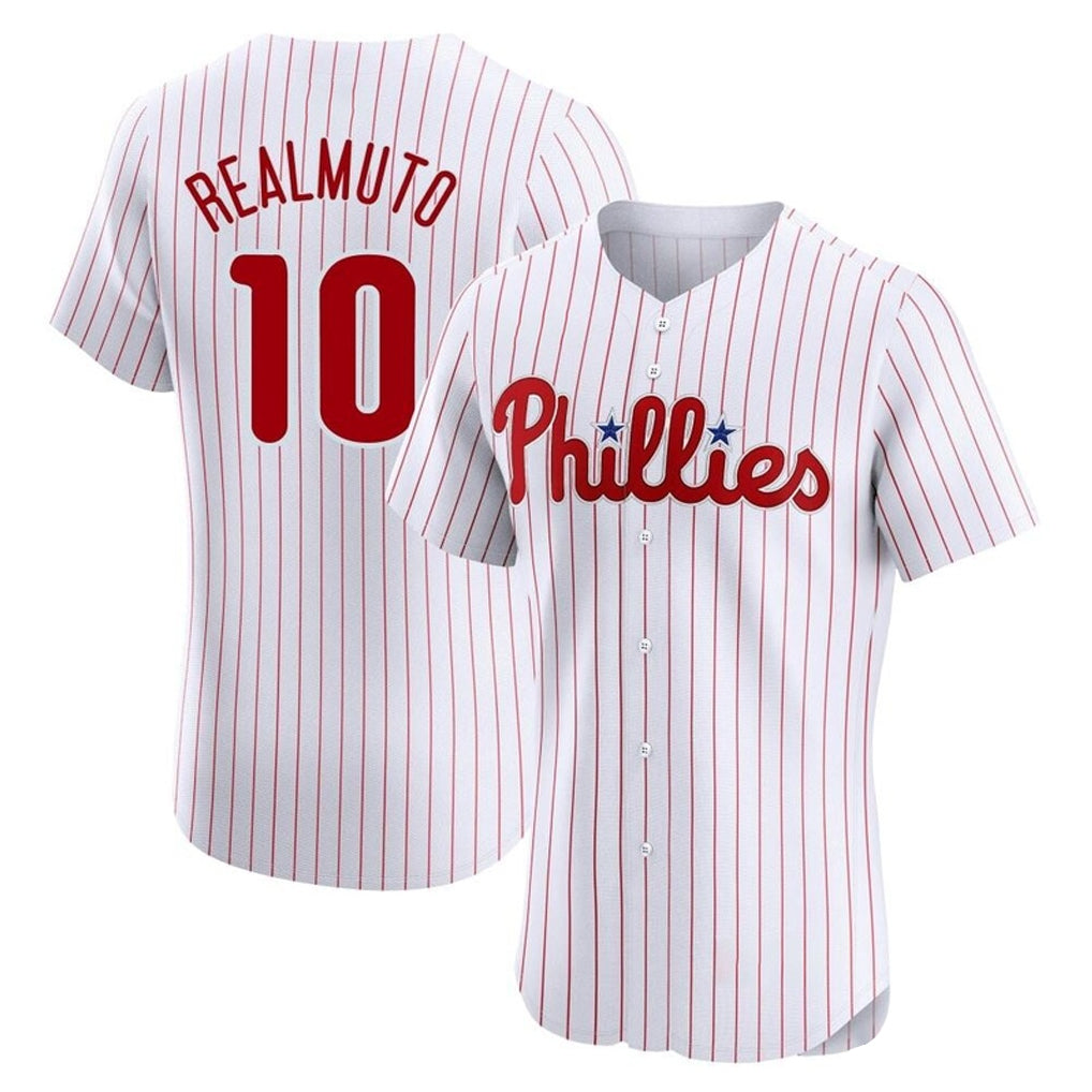 P.Phillies #10 J.T. Realmuto Player White Home Limited Elite Gdoa Stitched Jerseys