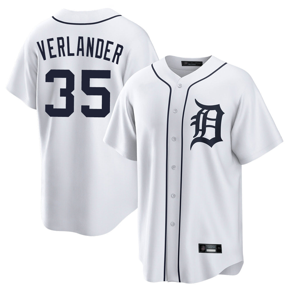 D.Tigers #35 Justin Verlander Player White Home Game Gdoa Stitched Jerseys