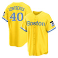 B.Red Sox #40 Willson Contreras Player Yellow Home Game Gdoa Stitched Jerseys