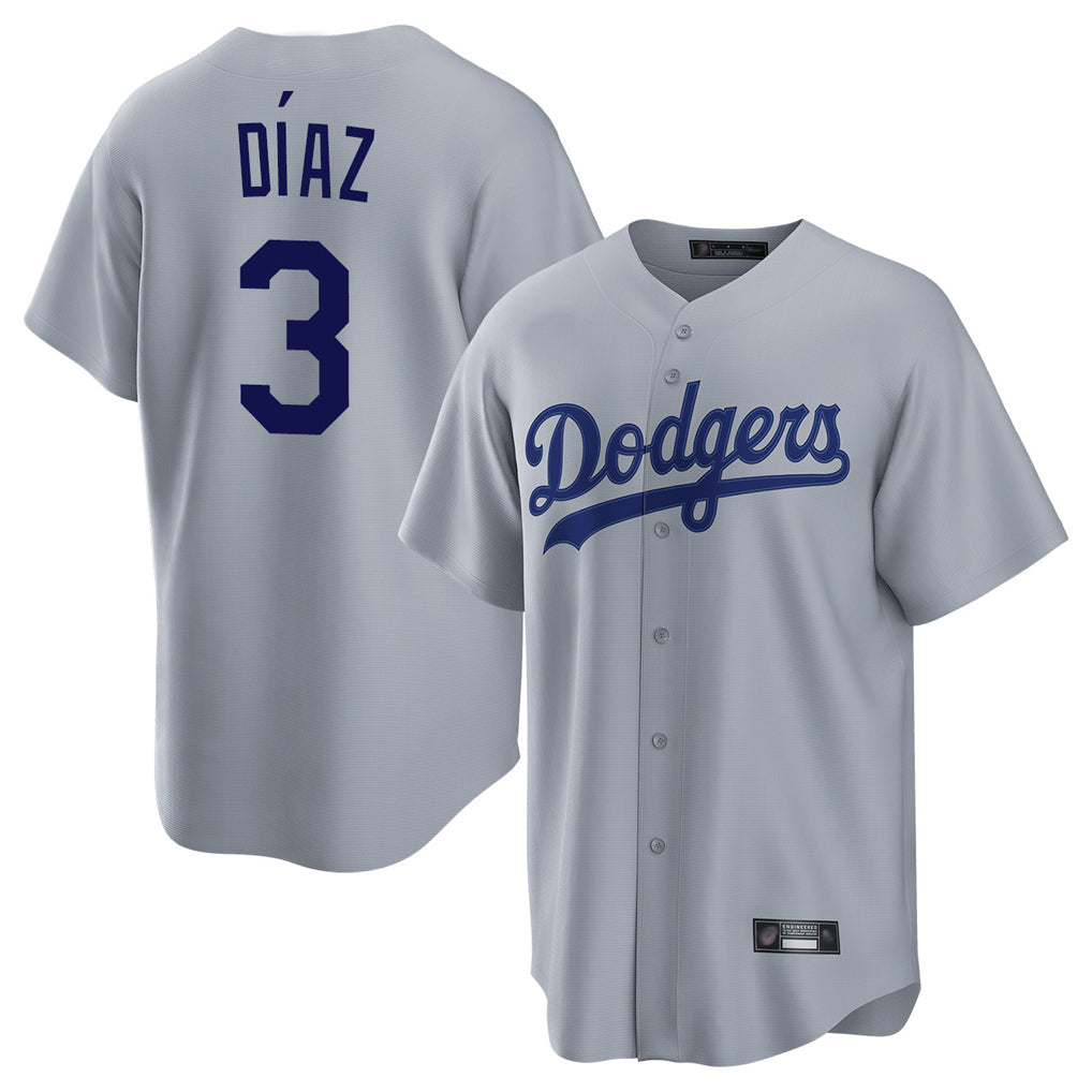 LA.Dodgers #3 Edwin D¨ªaz Player Gray Game Gdoa Stitched Jerseys