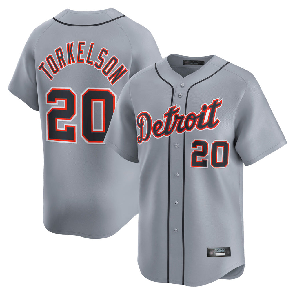 D.Tigers #20 Spencer Torkelson Player Gray Home Limited Gdoa Stitched Jerseys