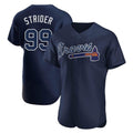 A.Braves #99 Spencer Strider Player Navy Alternate Limited Elite Home Game Gdoa Stitched Jerseys