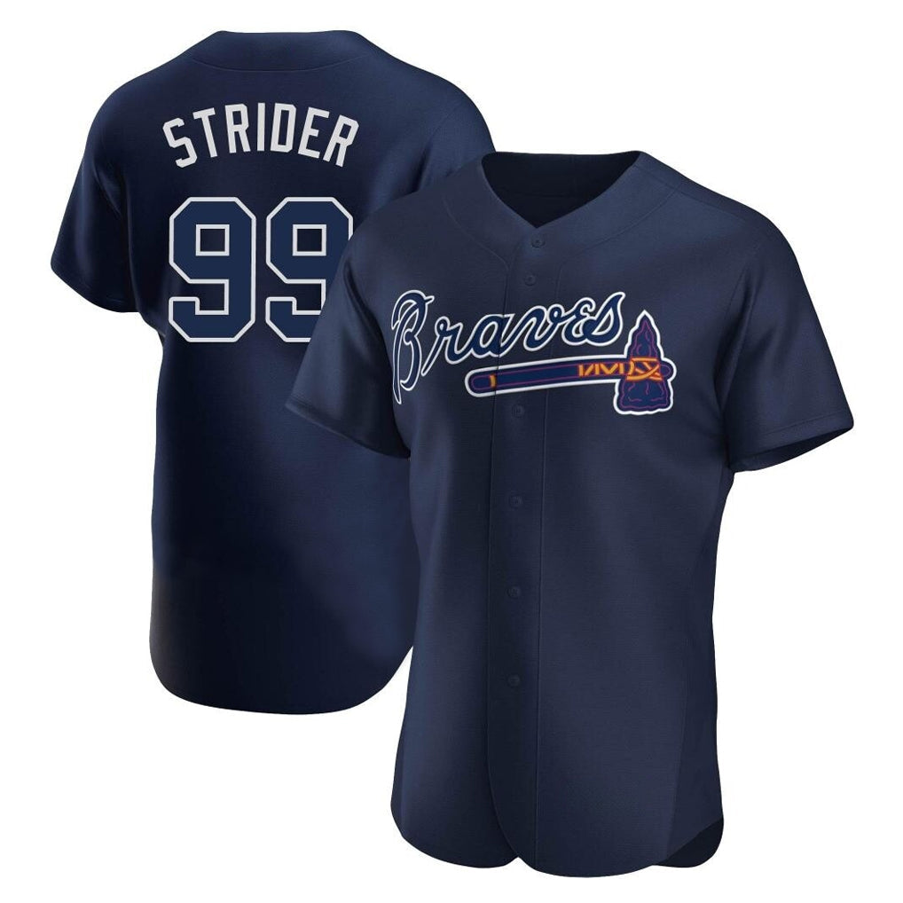 A.Braves #99 Spencer Strider Player Navy Alternate Limited Elite Home Game Gdoa Stitched Jerseys