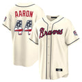 A.Braves #44 Hank Aaron Player Cream USA 250 Fourth Of July Limited Home Game Gdoa250Ys Stitched Jerseys