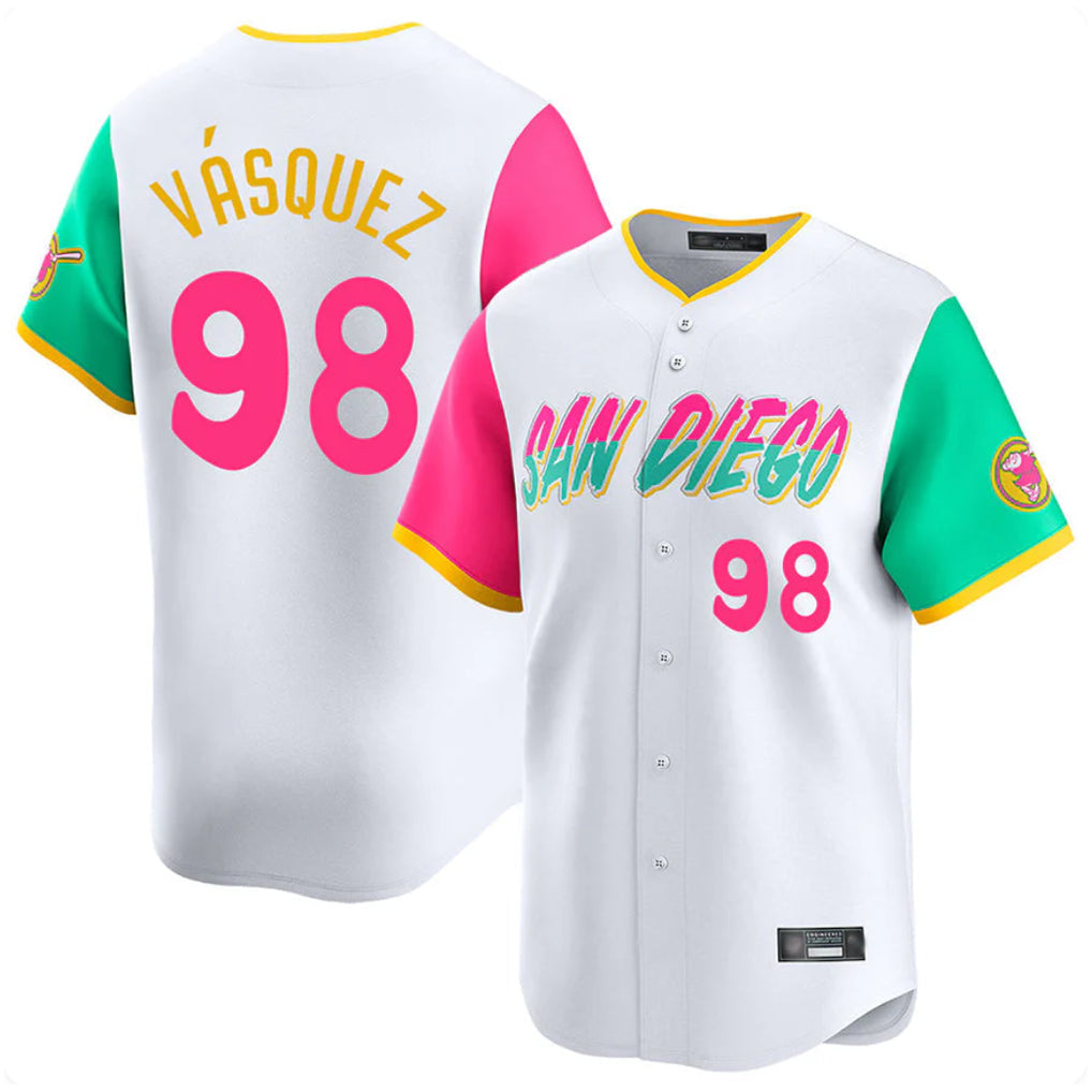 S.Diego Padres #98 Randy Vasquez Player White City Connect Home Limited Stitched Jerseys