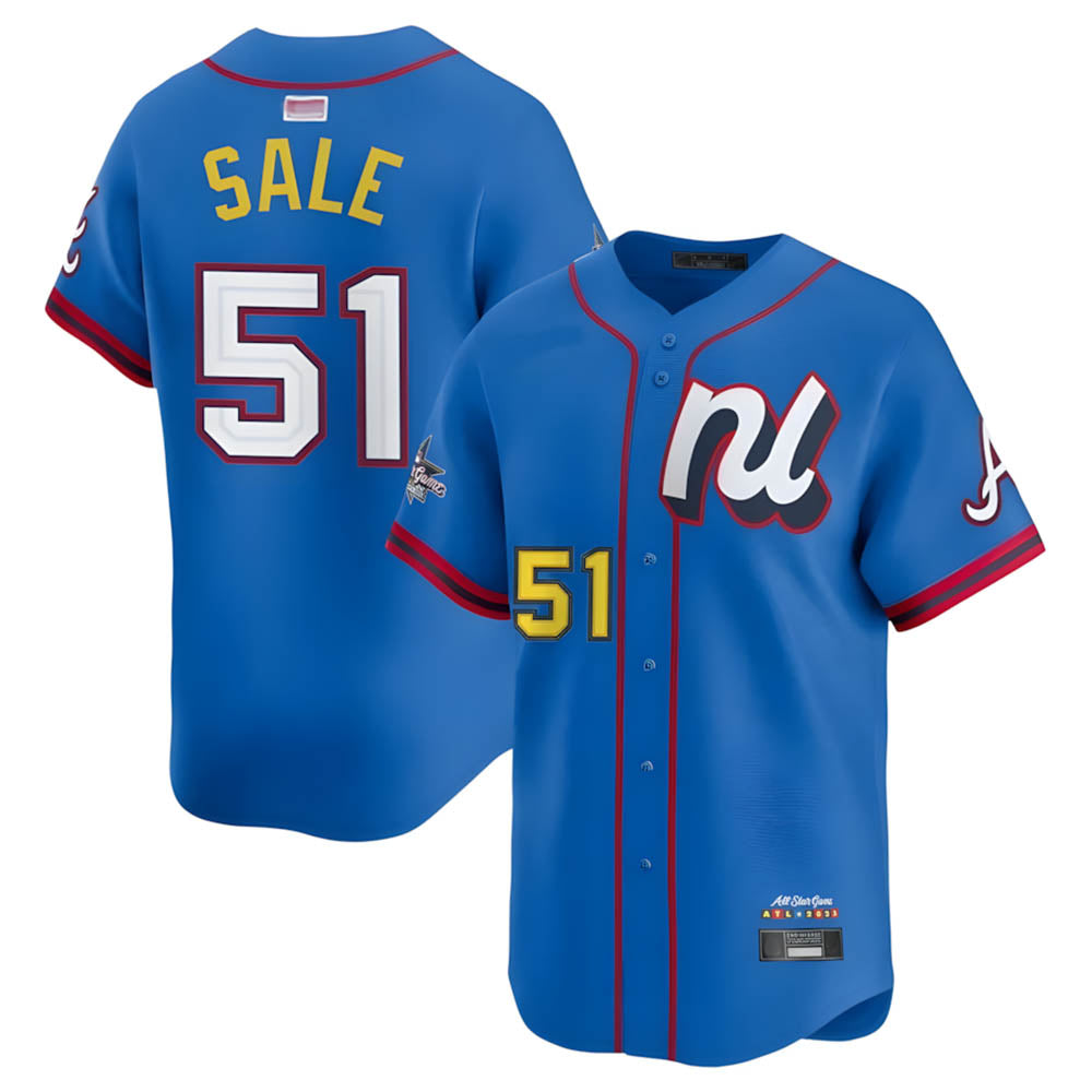 A.Braves #51 Chris Sale Player Blue National League Limited Stitched Jerseys