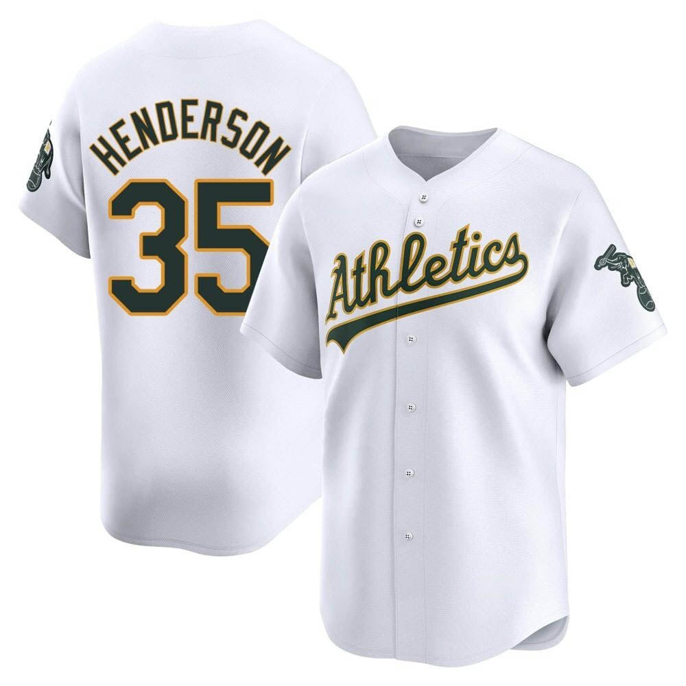 Athletics #35 Rickey Henderson Player White Limited Home Stitched Jersey