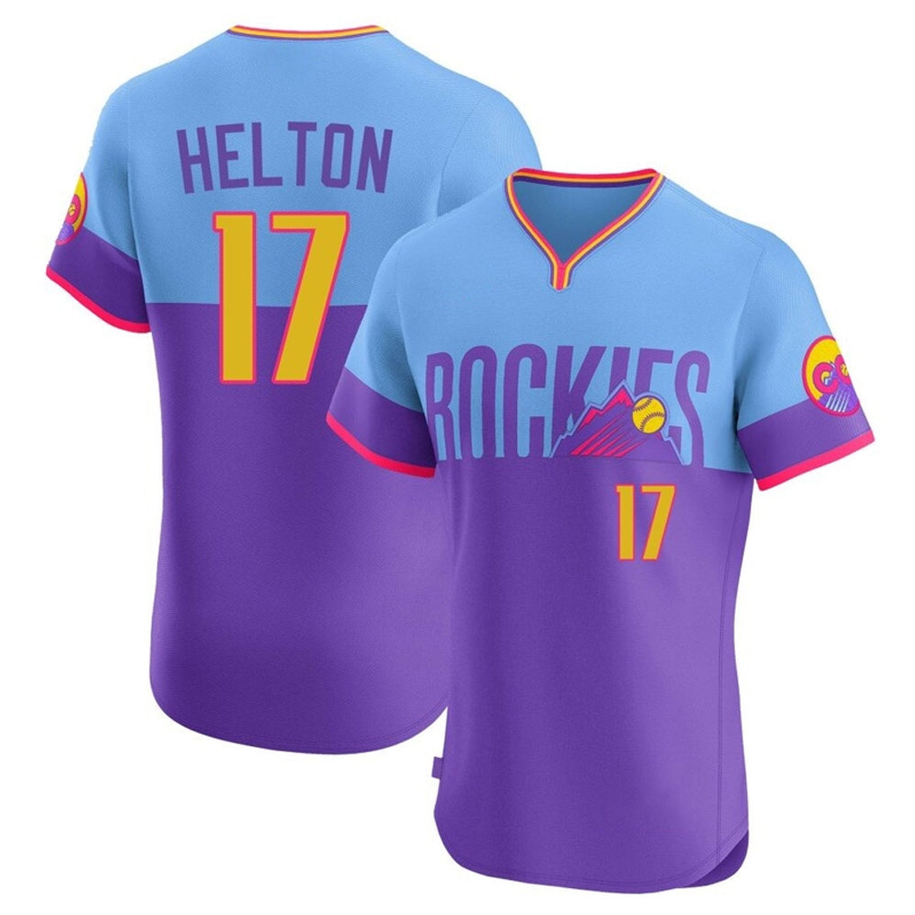 C.Rockies #17 Todd Helton Player Purple-Light Blue City Connect Limited Elite Home T-shirt Gdoa Stitched Jerseys