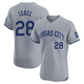 KC.Royals #28 Kyle Isbel Player Gray Limited Elite Home Gdoa Stitched Jerseys