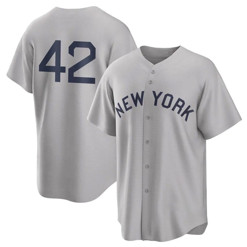 NY.Yankees #42 Mariano Rivera Player Gray Field of Dreams Game Stitched Jerseys