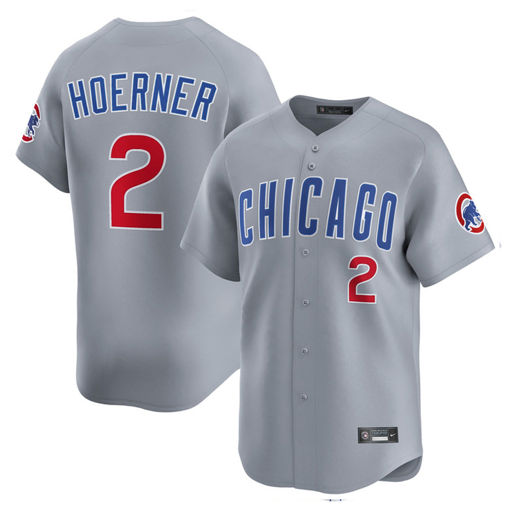 C.Cubs #2 Nico Hoerner Player Gray Road Limited Home Gdoa Stitched Jerseys