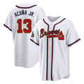 A.Braves #13 Ronald Acuna Jr Player White Gold Home Game Gdoa Stitched Jerseys
