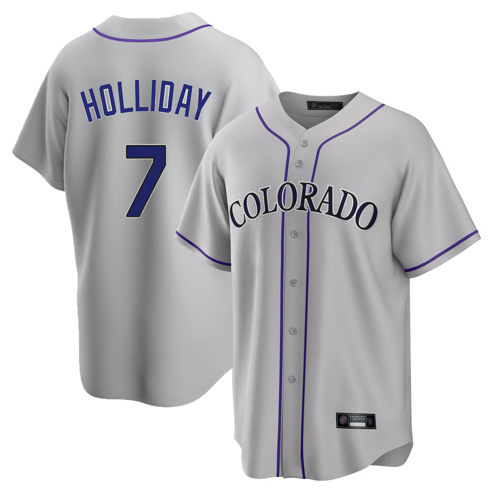 C.Rockies #7 Matt Holliday Player Gray Game Home Gdoa Stitched Jerseys