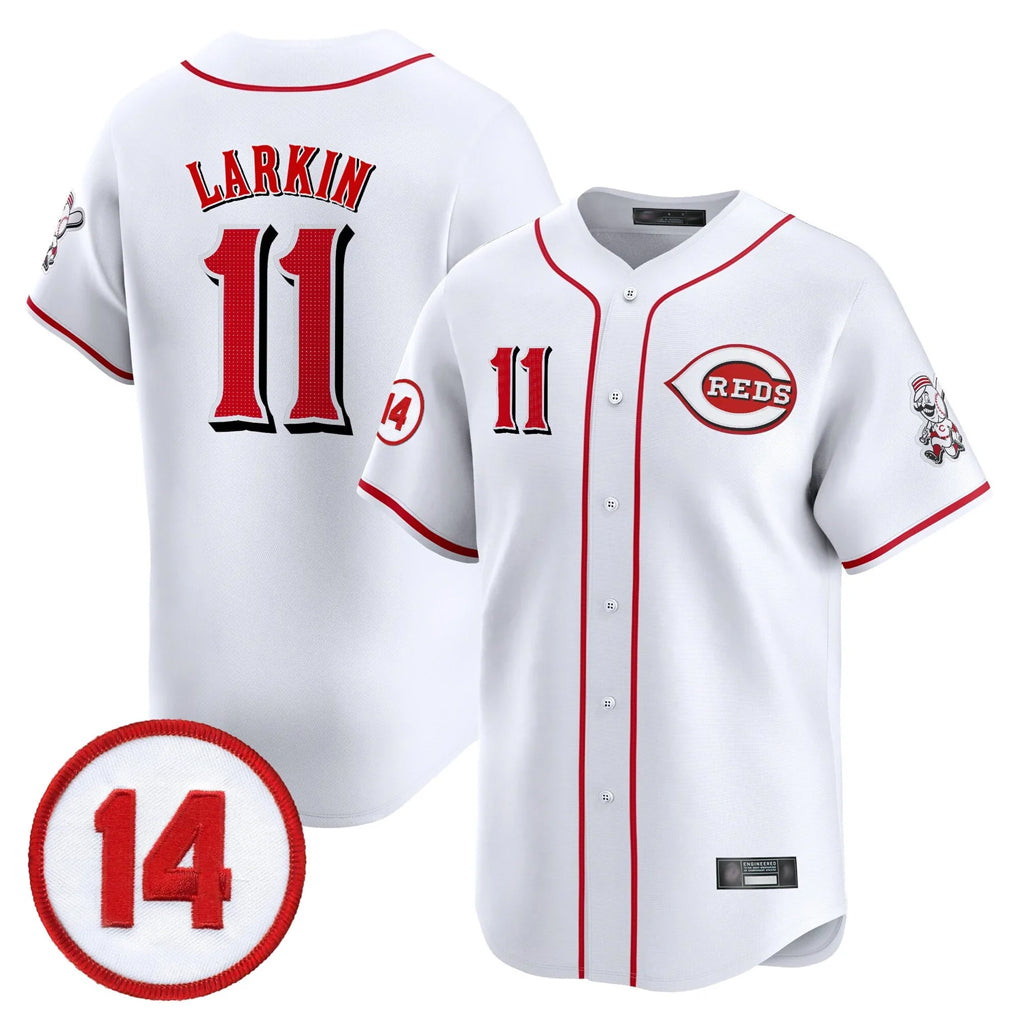 C.Reds #11 Barry Larkin Player White Vapor Premier Limited Home Gdoa Stitched Jerseys