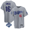 LA.Dodgers #16 Will Smith Player Gray World Series Meet Game Home Gdoa Stitched Jerseys