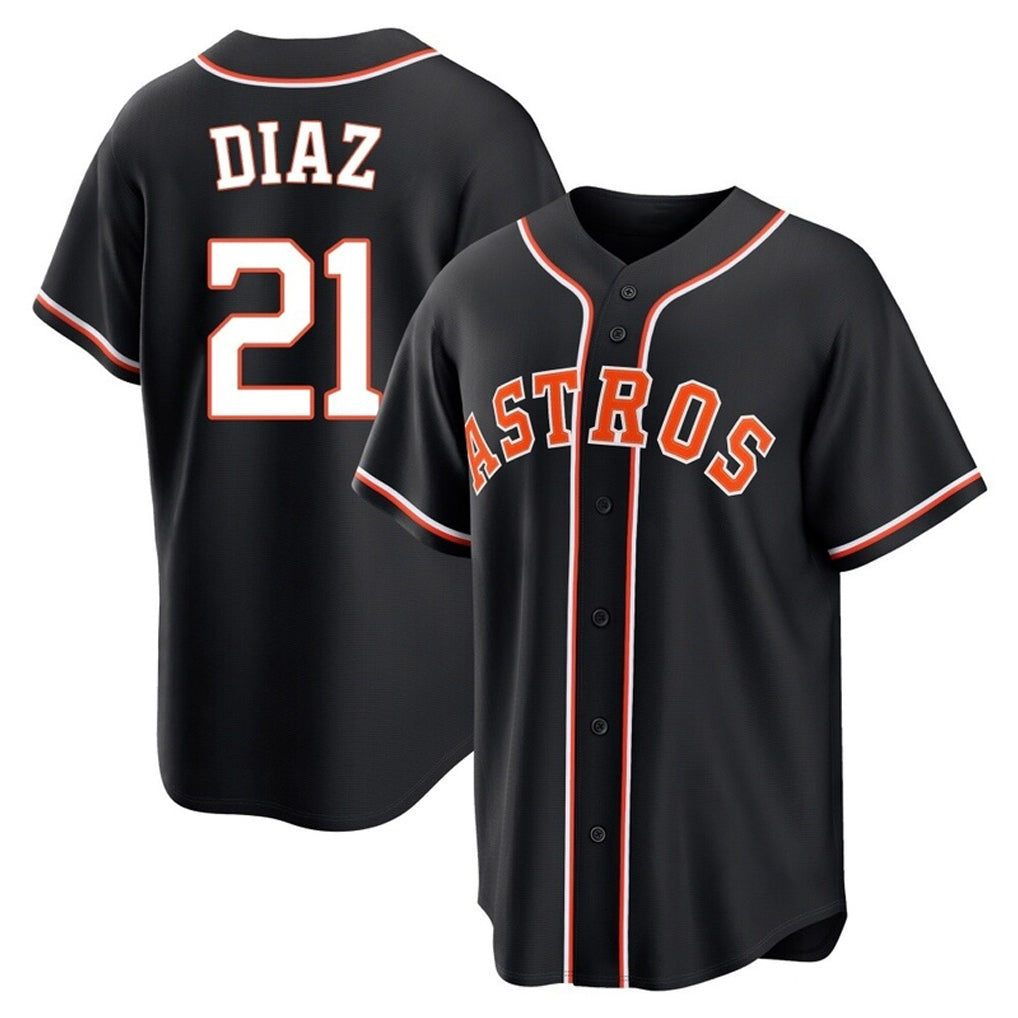 H.Astros #21 Yainer Diaz Player Black Fashion Out Home Game Gdoa Stitched Jerseys