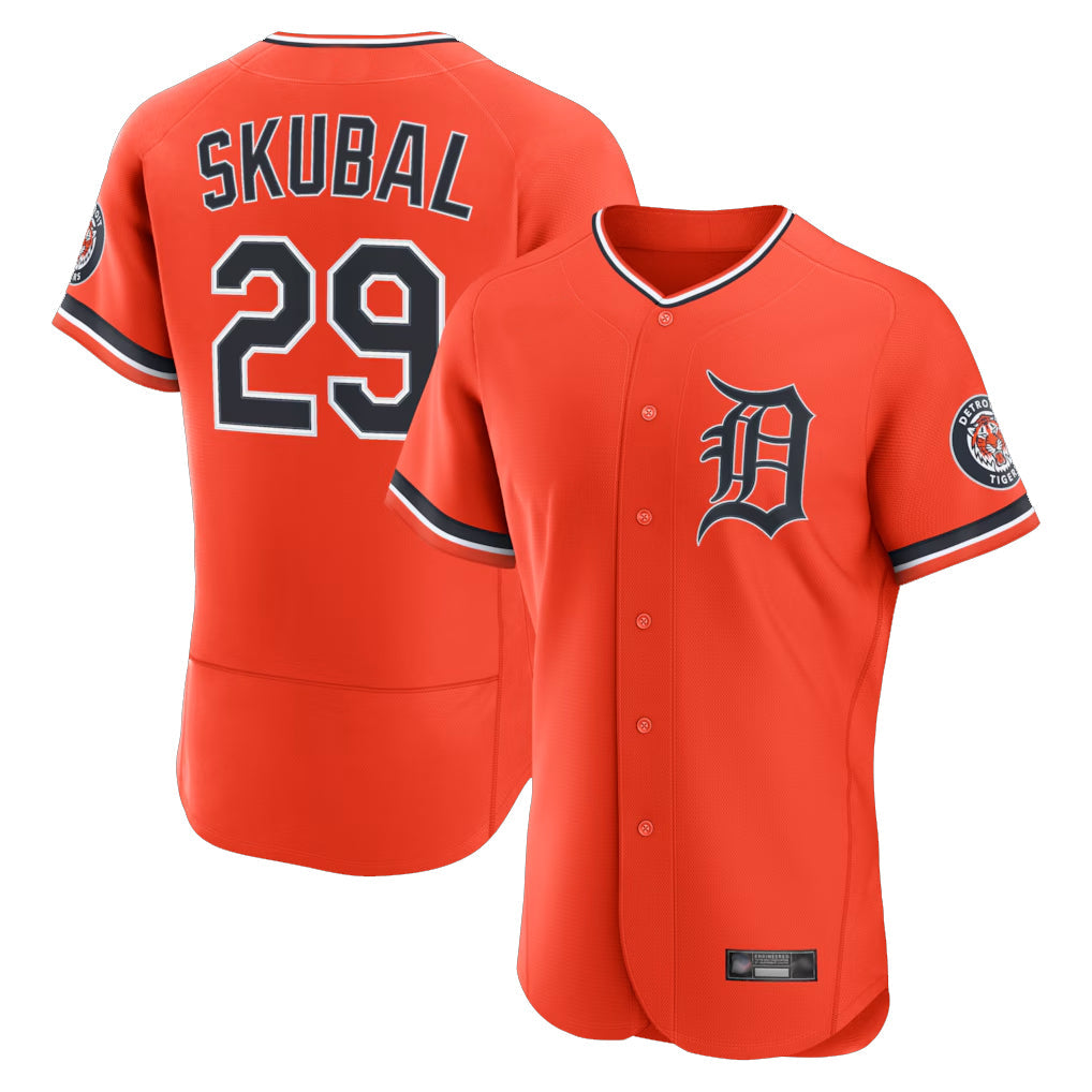 D.Tigers #29 Tarik Skubal Player Orange Limited Elite Home Gdoa Stitched Jerseys