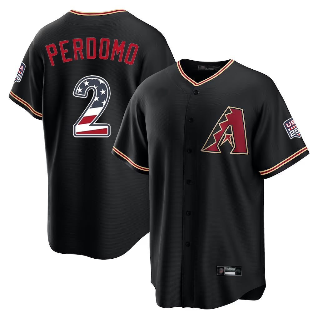 A.Diamondbacks #2 Geraldo Perdomo Player Black USA 250 Fourth of July Game Home Gdoa250Ys Stitched Jerseys
