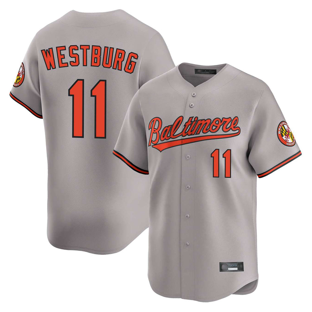 B.Orioles #11 Jordan Westburg Player Gray Limited Home Game Gdoa Stitched Jerseys