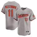 B.Orioles #11 Jordan Westburg Player Gray Limited Home Game Gdoa Stitched Jerseys