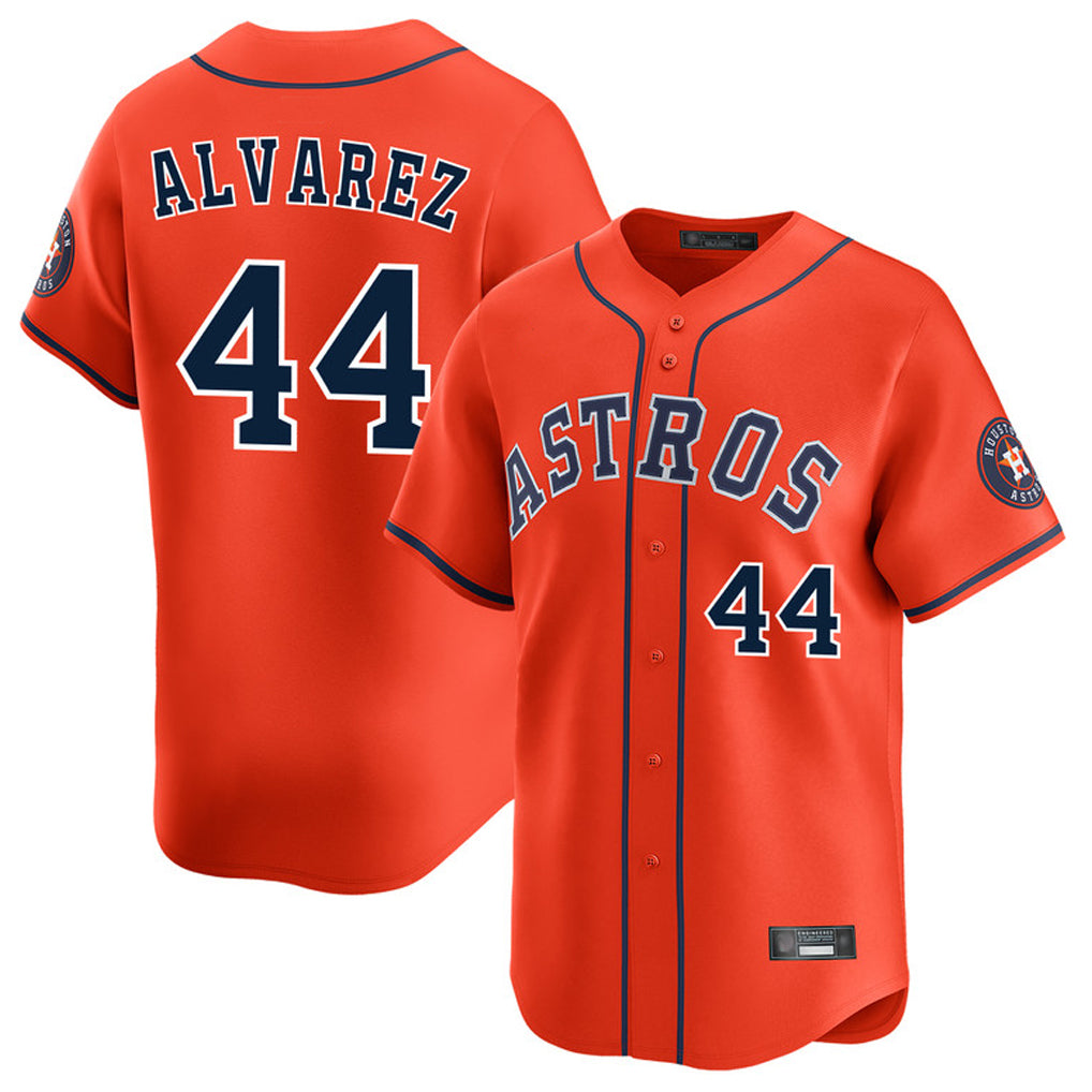 H.Astros #44 Yordan Alvarez Player Orange Home Limited Gdoa Stitched Jerseys