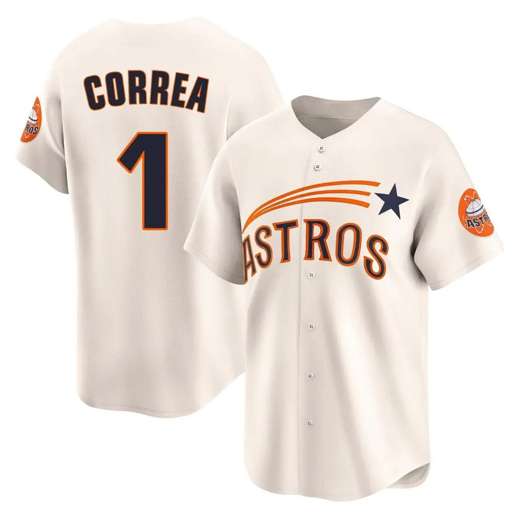 H.Astros #1 Carlos Correa Player Cream Throwback Cooperstown Collection Limited Gdoa Stitched Jerseys