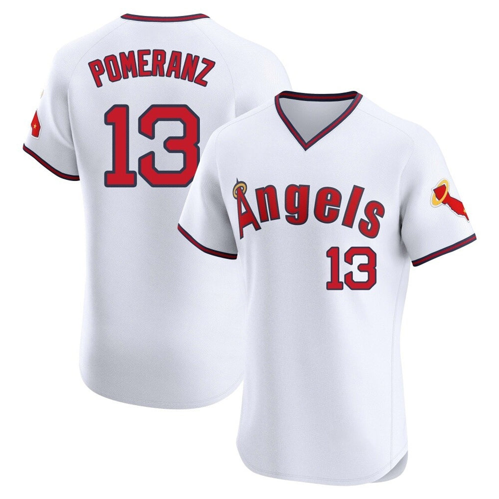 LA.Angels #13 Drew Pomeranz Player White T-shirt Home Limited Elite Gdoa Stitched Jerseys
