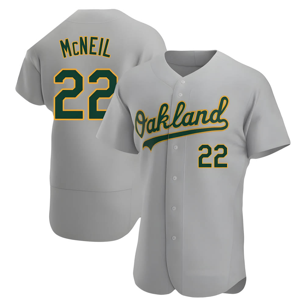 Athletics #22 Jeff McNeil player Gray Authentic Road Stitched Jersey