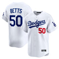 LA.Dodgers #50 Mookie Betts Player White Limited Home Gdoa Stitched Jerseys