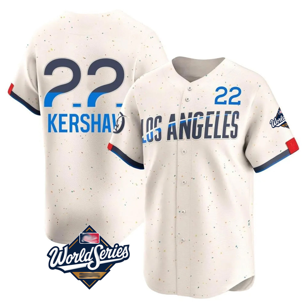 LA.Dodgers #22 Clayton Kershaw Player Cream World Series City Connect Limited Home Gdoa Stitched Jerseys