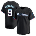 M.Marlins #9 Xavier Edwards Player Black  Home Limited Gdoa Stitched Jerseys
