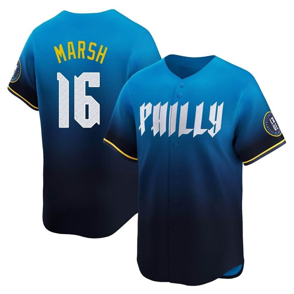 P.Phillies #16 Brandon Marsh Player Blue City Connect Home Limited Stitched Jerseys