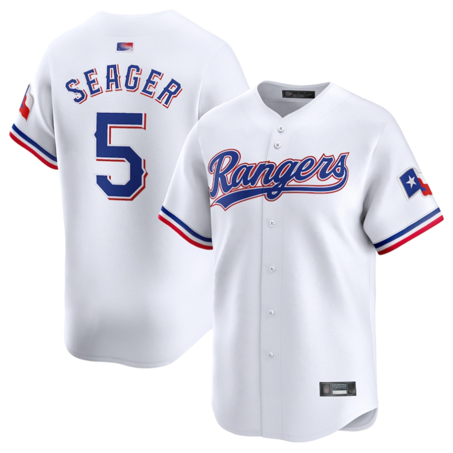 T.Rangers #5 Corey Seager Player White Home Limited Gdoa Stitched Jerseys