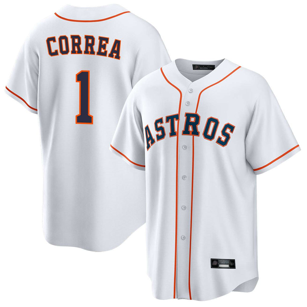 H.Astros #1 Carlos Correa Player White Home Game Gdoa Stitched Jerseys