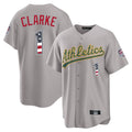 Athletics #1 Denzel Clarke Player Gray USA 250 Fourth of July Home Game Gdoa250Ys Stitched Jerseys