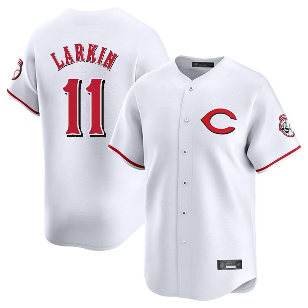C.Reds #11 Barry Larkin Player White Limited Home Gdoa Stitched Jerseys