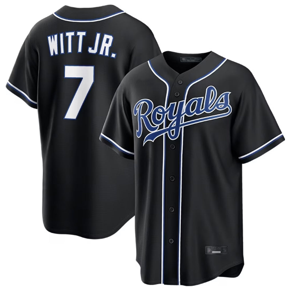 KC.Royals #7 Bobby Witt Jr. Player Black Carbon Fashion Home Game Gdoa Stitched Jerseys