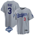 LA.Dodgers #3 Edwin D¨ªaz Player Gray World Series Meet Game Home Gdoa Stitched Jerseys
